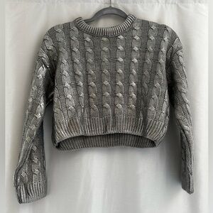 ZARA Kids METALIC SILVER KNIT SWEATER size 11/12
